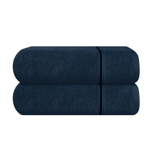 MyOwn Baumwolle 2er-Pack Oversized Badetuch-Set 70 x 140 cm, große Badetücher, Ultra saugfähig, kompakt, schnell trocknend und leicht, Mineral Blau von MyOwn