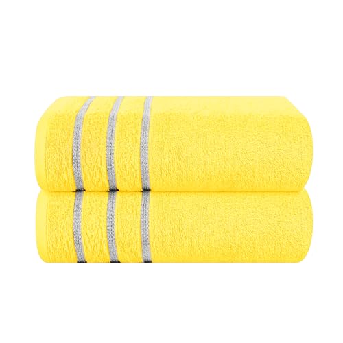 MyOwn Baumwolle 2er-Pack Oversized Badetuch-Set 70 x 140 cm, große Badetücher, Ultra saugfähig, kompakt, schnell trocknendes und leichtes Handtuch — Gelb von MyOwn