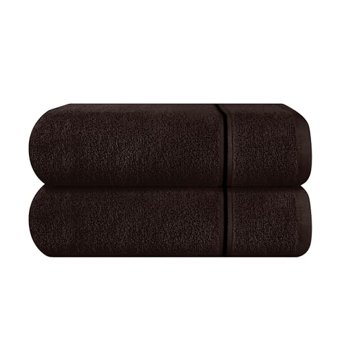 MyOwn Baumwolle 2er-Pack Oversized Badetuch-Set 70 x 140 cm, große Badetücher, Ultra saugfähig, kompaktes und leichtes Handtuch — Braun von MyOwn