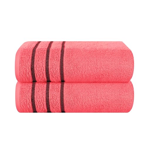 MyOwn Baumwolle 2er-Pack Oversized Badetuch-Set 70 x 140 cm, große Badetücher, Ultra saugfähig, kompaktes und leichtes Handtuch — Korallenorange von MyOwn