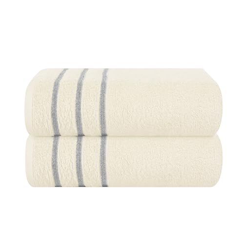 MyOwn Baumwolle 2er-Pack übergroße Badetuch-Set 70 x 140 cm, große Badetücher, Ultra saugfähig, kompakt, schnell trocknend und leicht, elfenbeinfarben von MyOwn
