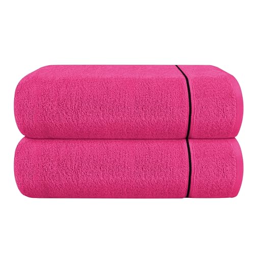 MyOwn Baumwolle 2er-Pack übergroße Badetücher 100 x 150 cm, große Badetücher, Ultra saugfähig, kompakt, schnell trocknendes und leichtes Handtuch - Heiße Pink von MyOwn