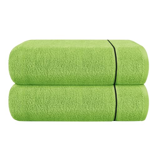 MyOwn Baumwolle 2er-Pack übergroße Badetücher 100 x 150 cm, große Badetücher, Ultra saugfähig, kompakt, schnell trocknendes und leichtes Handtuch — Kiwi Grün von MyOwn