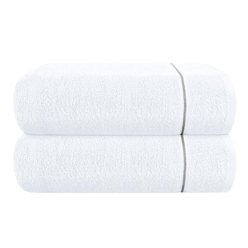 MyOwn Baumwolle 2er-Pack übergroße Badetücher 100 x 150 cm, große Badetücher, Ultra saugfähig, kompakt, schnell trocknendes und leichtes Handtuch — Weiß von MyOwn