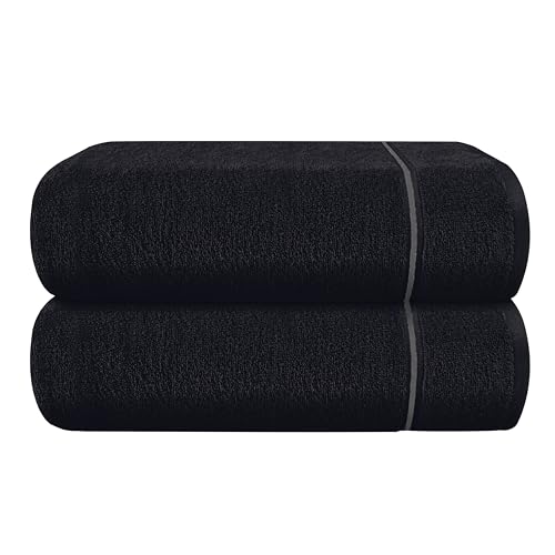 MyOwn Baumwolle 2er-Pack übergroße Badetücher 100 x 150 cm, große Badetücher, Ultra saugfähig, kompaktes Quickdry & leichtes Handtuch — Schwarz von MyOwn