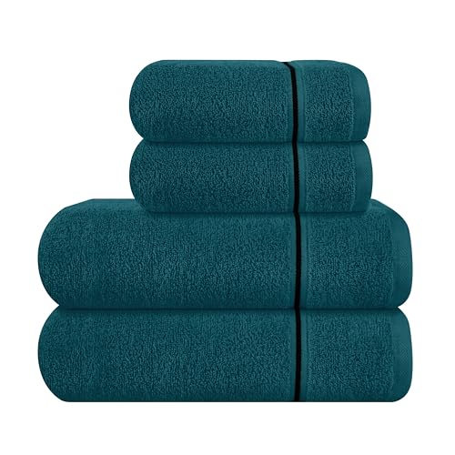 MyOwn Ultra Soft 4er-Pack Handtuch-Set, Baumwolle, enthält 2 übergroße Badetücher 70 x 140 cm, 2 Handtücher 50 x 90 cm, für den täglichen Gebrauch, kompakt und leicht — Blaugrün von MyOwn