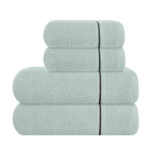 MyOwn Ultra Soft 4er-Pack Handtuch-Set, Baumwolle, enthält 2 übergroße Badetücher 70 x 140 cm, 2 Handtücher 50 x 90 cm, für den täglichen Gebrauch, kompakt und leicht — Meeresgrün von MyOwn