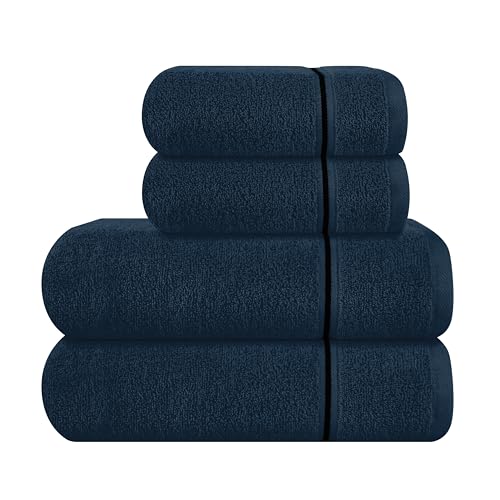 MyOwn Ultra Soft 4er-Pack Handtuch-Set, Baumwolle, enthält 2 übergroße Badetücher 70 x 140 cm, 2 Handtücher 50 x 90 cm, für den täglichen Gebrauch, kompakt und leicht — Mineral Blau von MyOwn