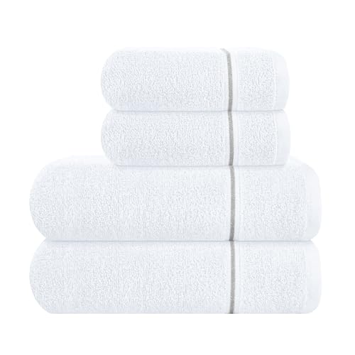 MyOwn Ultra Soft 4er-Pack Handtuch-Set, Baumwolle, enthält 2 übergroße Badetücher 70 x 140 cm, 2 Handtücher 50 x 90 cm, für den täglichen Gebrauch, kompakt und leicht — weiß von MyOwn