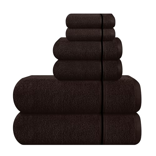 MyOwn Ultra Soft 6er-Pack Baumwoll-Handtuch-Set, enthält 2 übergroße Badetücher 70 x 140 cm, 2 Handtücher 40 x 60 cm und 2 Waschbetten 30 x 30 cm, Braun von MyOwn