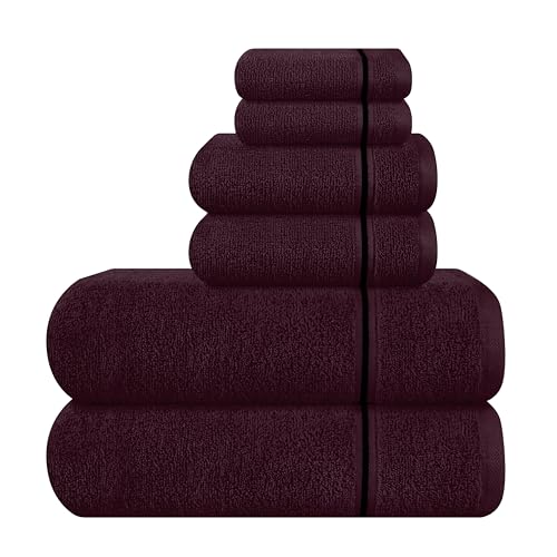 MyOwn Ultra Soft 6er-Pack Baumwoll-Handtuch-Set, enthält 2 übergroße Badetücher 70 x 140 cm, 2 Handtücher 40 x 60 cm und 2 Waschbetten 30 x 30 cm, Burgunderrot von MyOwn