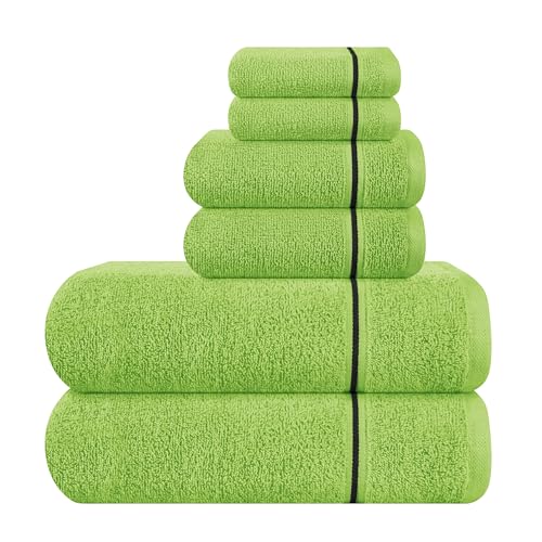 MyOwn Ultra Soft 6er-Pack Baumwoll-Handtuch-Set, enthält 2 übergroße Badetücher 70 x 140 cm, 2 Handtücher 40 x 60 cm und 2 Waschbetten 30 x 30 cm, Kiwi grün von MyOwn
