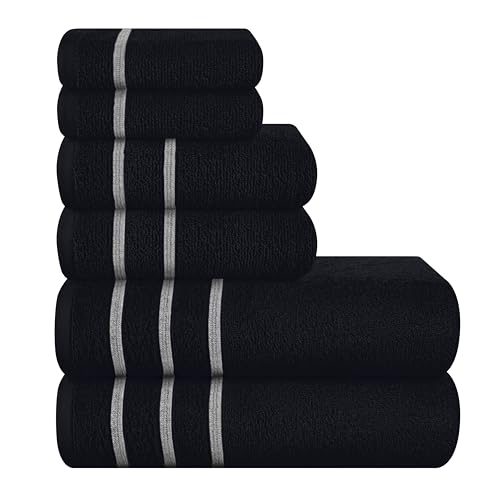 MyOwn Ultra Soft 6er-Pack Baumwoll-Handtuch-Set, enthält 2 übergroße Badetücher 70 x 140 cm, 2 Handtücher 40 x 60 cm und 2 Waschbetten 30 x 30 cm, Schwarz von MyOwn