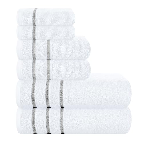 MyOwn Ultra Soft 6er-Pack Baumwoll-Handtuch-Set, enthält 2 übergroße Badetücher 70 x 140 cm, 2 Handtücher 40 x 60 cm und 2 Waschbetten 30 x 30 cm, Weiß MyOwn Ultra Soft 6er-Pack Baumwoll-Handtuch-Set, enthält 2 übergroße Badetücher 70 x 140 cm, 2 Handtücher 40 x 60 cm und 2 Waschbetten 30 x 30 cm, Weiß von MyOwn