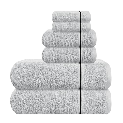 MyOwn Ultra Soft 6er-Pack Baumwoll-Handtuch-Set, enthält 2 übergroße Badetücher 70 x 140 cm, 2 Handtücher 40 x 60 cm und 2 Waschbetten 30 x 30 cm, hellgrau von MyOwn
