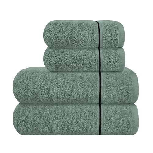 MyOwn Ultra weiches 4er-Pack Handtuch-Set, Baumwolle, enthält 2 übergroße Badetücher 70 x 140 cm, 2 Handtücher 50 x 90 cm, für den täglichen Gebrauch, kompakt und leicht — Jade von MyOwn