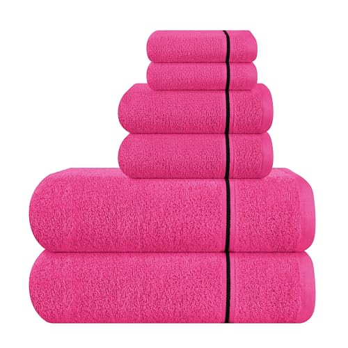 MyOwn Ultra-weiches 6er-Pack Baumwoll-Handtuch-Set, enthält 2 übergroße Badetücher 70 x 140 cm, 2 Handtücher 40 x 60 cm und 2 Waschbetten 30 x 30 cm, Heiße Rosa MyOwn Ultra-weiches 6er-Pack Baumwoll-Handtuch-Set, enthält 2 übergroße Badetücher 70 x 140 cm, 2 Handtücher 40 x 60 cm und 2 Waschbetten 30 x 30 cm, Heiße Rosa von MyOwn