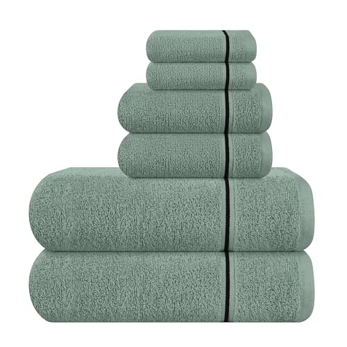MyOwn Ultra-weiches 6er-Pack Baumwoll-Handtuch-Set, enthält 2 übergroße Badetücher 70 x 140 cm, 2 Handtücher 40 x 60 cm und 2 Waschbetten 30 x 30 cm, Jade von MyOwn
