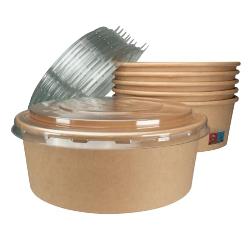MyPapp 50x Bio Salatschale Salatschalen to go Becher | Salat Schale Schalen Bowl Einweg mit Deckel | Salatbecher Kartonschale Salatbox Kraft Pappschale | Einwegschalen von MyPapp