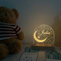 Personalisierte Babygeschenke, Baby Mädchen Geschenk, Kinderzimmer Nachtlicht Mond Und Sterne, Neugeborene Dekor, Individuell Mit Namen von MyPersonalizedLight