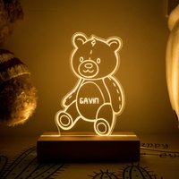 Personalisierte Teddybär Nachtlicht, Baby Kinderzimmer Dekor, Geschenk Für Kind, 1. Geburtstagsgeschenk, Taufe von MyPersonalizedLight