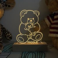 Personalisiertes Baby Geschenk Teddybär Nachtlicht, Für Baby, Schlafzimmer Dekor, Kinderzimmer Licht, Kinder, Geburtstagsgeschenk von MyPersonalizedLight