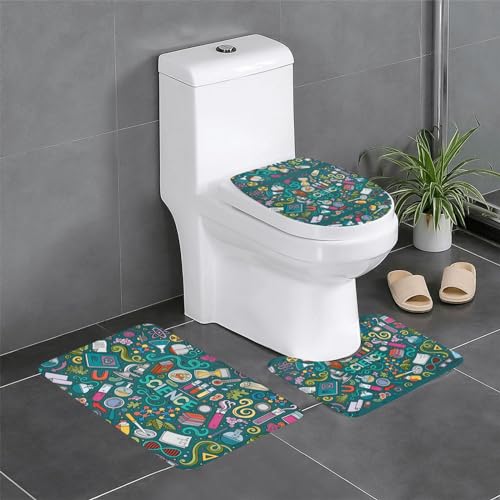 MyPiky 3-teiliges Badezimmerteppich-Set, Badematte und WC-Vorleger und WC-Deckelbezug für Zuhause von MyPiky