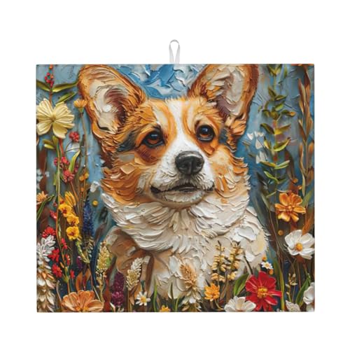 MyPiky Corgi Blumen Blumen Frühling Garten Druck Geschirr Trockenmatte für Arbeitsplatte Spüle Wasserhahn Trockenpad Mikrofaser Spülmatte Saugfähig Groß 40,6 x 45,5 cm MyPiky Corgi Blumen Blumen Frühling Garten Druck Geschirr Trockenmatte für Arbeitsplatte Spüle Wasserhahn Trockenpad Mikrofaser Spülmatte Saugfähig Groß 40,6 x 45,5 cm von MyPiky