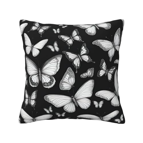 MyPiky Handgezeichneter farbiger Schmetterlings-Überwurf-Kissenbezug, quadratisch, für Couch, Sofa, Schlafzimmer, Büro, Wohnzimmer von MyPiky