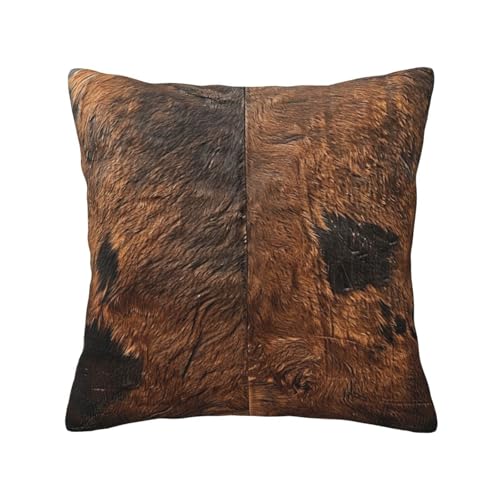MyPiky Kissenbezug aus braunem Rindsleder, Kunstdruck, quadratisch, für Couch, Sofa, Schlafzimmer, Büro, Wohnzimmer von MyPiky