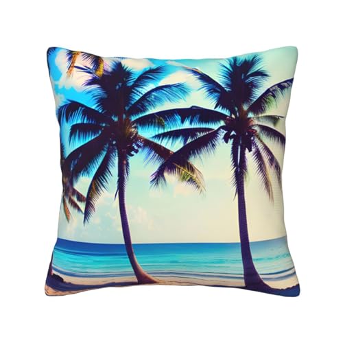 MyPiky Kissenbezug mit Strandpalmen, quadratisch, für Couch, Sofa, Schlafzimmer, Büro, Wohnzimmer, 1 Stück MyPiky Kissenbezug mit Strandpalmen, quadratisch, für Couch, Sofa, Schlafzimmer, Büro, Wohnzimmer, 1 Stück von MyPiky