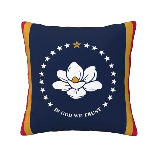 MyPiky Mississippi Kissenbezug, Motiv: Staatsflagge, quadratisch, für Couch, Sofa, Schlafzimmer, Büro, Wohnzimmer MyPiky Mississippi Kissenbezug, Motiv: Staatsflagge, quadratisch, für Couch, Sofa, Schlafzimmer, Büro, Wohnzimmer von MyPiky