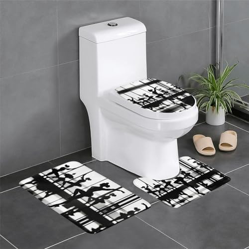 MyPiky Neue Liebe Gymnastik Druck 3 Stück Bad Teppiche Set, Bad Matte und WC Matte Und WC Deckel Abdeckung für Home Dekorative von MyPiky
