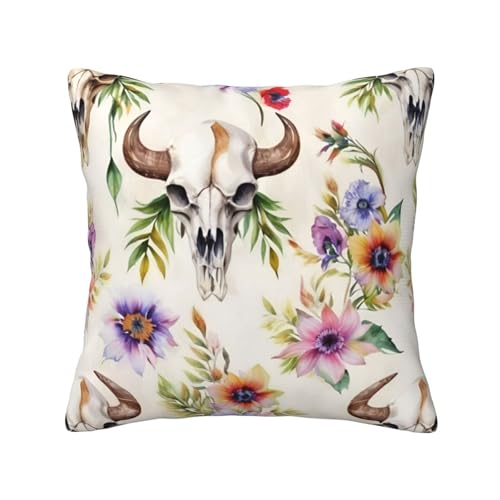 MyPiky Quadratische Kissenbezüge mit Bullenschädel-Druck, für Couch, Sofa, Schlafzimmer, Büro, Wohnzimmer MyPiky Quadratische Kissenbezüge mit Bullenschädel-Druck, für Couch, Sofa, Schlafzimmer, Büro, Wohnzimmer von MyPiky
