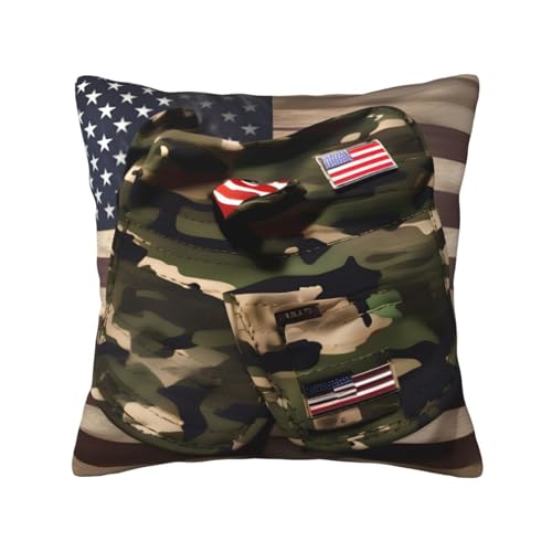 MyPiky Quadratische Kissenbezüge mit Camouflage-Muster und amerikanischen Flaggen, für Couch, Sofa, Schlafzimmer, Büro, Wohnzimmer MyPiky Quadratische Kissenbezüge mit Camouflage-Muster und amerikanischen Flaggen, für Couch, Sofa, Schlafzimmer, Büro, Wohnzimmer von MyPiky
