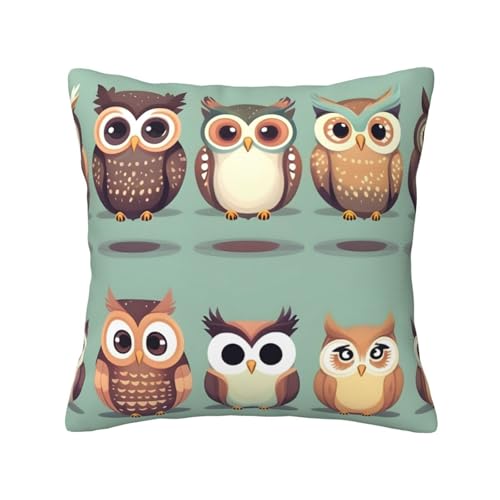 MyPiky Quadratische Kissenbezüge mit Cartoon-Eulen-Motiv, für Couch, Sofa, Schlafzimmer, Büro, Wohnzimmer MyPiky Quadratische Kissenbezüge mit Cartoon-Eulen-Motiv, für Couch, Sofa, Schlafzimmer, Büro, Wohnzimmer von MyPiky
