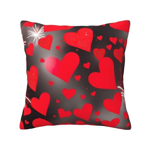 MyPiky Quadratische Kissenbezüge mit Feuerwerk-Motiv, rote Herzen, für Couch, Sofa, Schlafzimmer, Büro, Wohnzimmer MyPiky Quadratische Kissenbezüge mit Feuerwerk-Motiv, rote Herzen, für Couch, Sofa, Schlafzimmer, Büro, Wohnzimmer von MyPiky