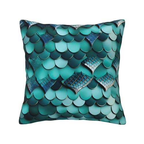 MyPiky Quadratische Kissenbezüge mit Fischschuppen-Druck, für Couch, Sofa, Schlafzimmer, Büro, Wohnzimmer MyPiky Quadratische Kissenbezüge mit Fischschuppen-Druck, für Couch, Sofa, Schlafzimmer, Büro, Wohnzimmer von MyPiky