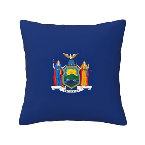 MyPiky Quadratische Kissenbezüge mit Flagge von New York, für Couch, Sofa, Schlafzimmer, Büro, Wohnzimmer MyPiky Quadratische Kissenbezüge mit Flagge von New York, für Couch, Sofa, Schlafzimmer, Büro, Wohnzimmer von MyPiky
