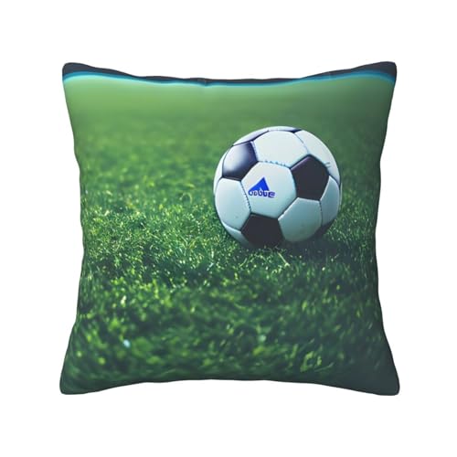 MyPiky Quadratische Kissenbezüge mit Fußball-Motiv auf Gras, für Couch, Sofa, Schlafzimmer, Büro, Wohnzimmer MyPiky Quadratische Kissenbezüge mit Fußball-Motiv auf Gras, für Couch, Sofa, Schlafzimmer, Büro, Wohnzimmer von MyPiky