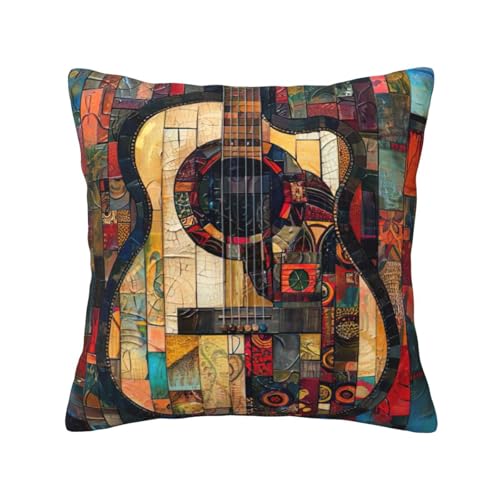 MyPiky Quadratische Kissenbezüge mit Gitarrenmuster, für Couch, Sofa, Schlafzimmer, Büro, Wohnzimmer MyPiky Quadratische Kissenbezüge mit Gitarrenmuster, für Couch, Sofa, Schlafzimmer, Büro, Wohnzimmer von MyPiky