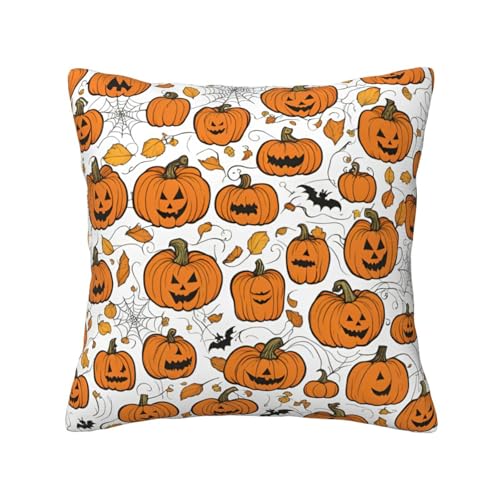 MyPiky Quadratische Kissenbezüge mit Halloween-Kürbis-Muster, für Couch, Sofa, Schlafzimmer, Büro, Wohnzimmer von MyPiky