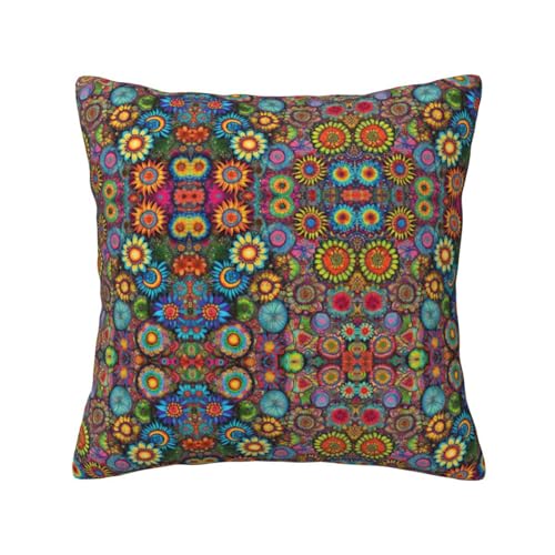 MyPiky Quadratische Kissenbezüge mit Hippie-Muster, für Couch, Sofa, Schlafzimmer, Büro, Wohnzimmer von MyPiky