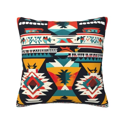 MyPiky Quadratische Kissenbezüge mit Indianer-Muster, für Couch, Sofa, Schlafzimmer, Büro, Wohnzimmer MyPiky Quadratische Kissenbezüge mit Indianer-Muster, für Couch, Sofa, Schlafzimmer, Büro, Wohnzimmer von MyPiky
