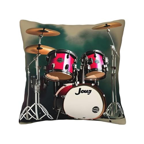 MyPiky Quadratische Kissenbezüge mit Jazz-Trommel-Druck, für Couch, Sofa, Schlafzimmer, Büro, Wohnzimmer MyPiky Quadratische Kissenbezüge mit Jazz-Trommel-Druck, für Couch, Sofa, Schlafzimmer, Büro, Wohnzimmer von MyPiky