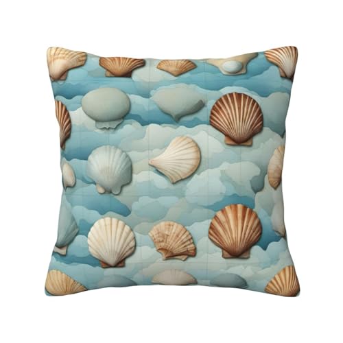 MyPiky Quadratische Kissenbezüge mit Muschel-Motiv, für Couch, Sofa, Schlafzimmer, Büro, Wohnzimmer MyPiky Quadratische Kissenbezüge mit Muschel-Motiv, für Couch, Sofa, Schlafzimmer, Büro, Wohnzimmer von MyPiky