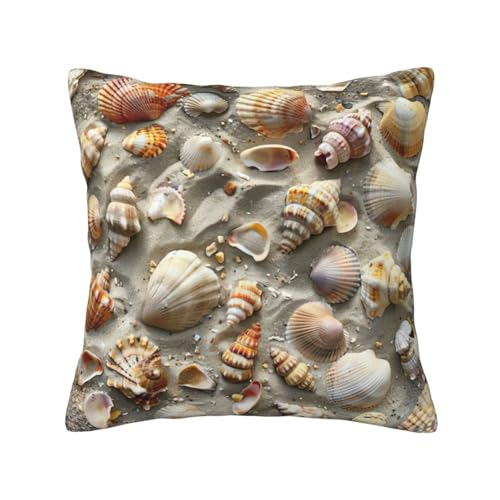 MyPiky Quadratische Kissenbezüge mit Muschelmotiv, für Couch, Sofa, Schlafzimmer, Büro, Wohnzimmer MyPiky Quadratische Kissenbezüge mit Muschelmotiv, für Couch, Sofa, Schlafzimmer, Büro, Wohnzimmer von MyPiky