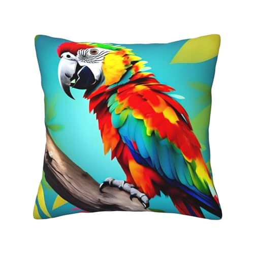 MyPiky Quadratische Kissenbezüge mit Papageien auf Baum, für Couch, Sofa, Schlafzimmer, Büro, Wohnzimmer MyPiky Quadratische Kissenbezüge mit Papageien auf Baum, für Couch, Sofa, Schlafzimmer, Büro, Wohnzimmer von MyPiky
