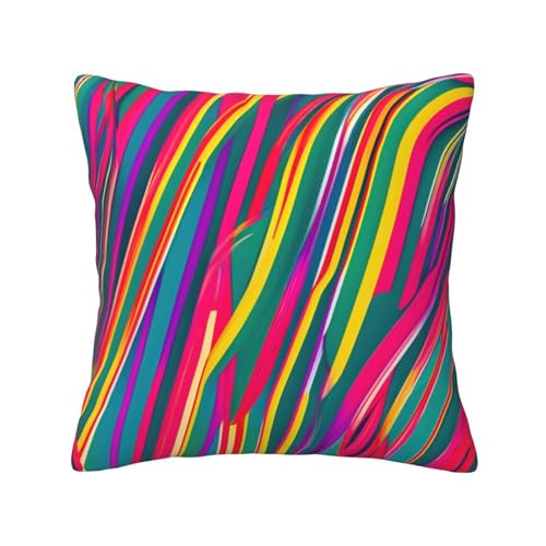 MyPiky Quadratische Kissenbezüge mit Regenbogen-Linien-Druck, für Couch, Sofa, Schlafzimmer, Büro, Wohnzimmer MyPiky Quadratische Kissenbezüge mit Regenbogen-Linien-Druck, für Couch, Sofa, Schlafzimmer, Büro, Wohnzimmer von MyPiky