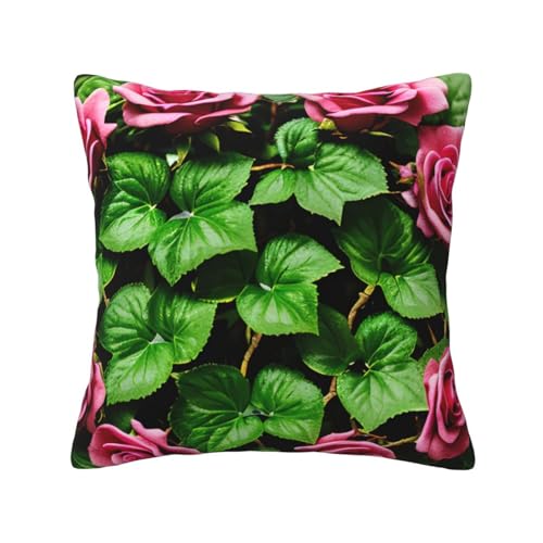 MyPiky Quadratische Kissenbezüge mit Rosen-Efeu und Blättern, Frühlingsdruck, für Couch, Sofa, Schlafzimmer, Büro, Wohnzimmer MyPiky Quadratische Kissenbezüge mit Rosen-Efeu und Blättern, Frühlingsdruck, für Couch, Sofa, Schlafzimmer, Büro, Wohnzimmer von MyPiky